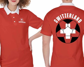 Schweiz Unisex Fußball-Fan-Poloshirt