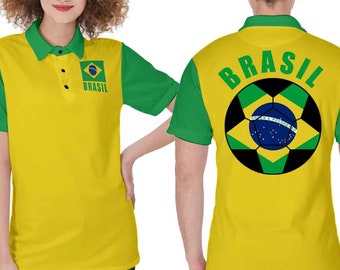 Brasil (Brazil) Unisex Football Supporters Fan Polo Shirt