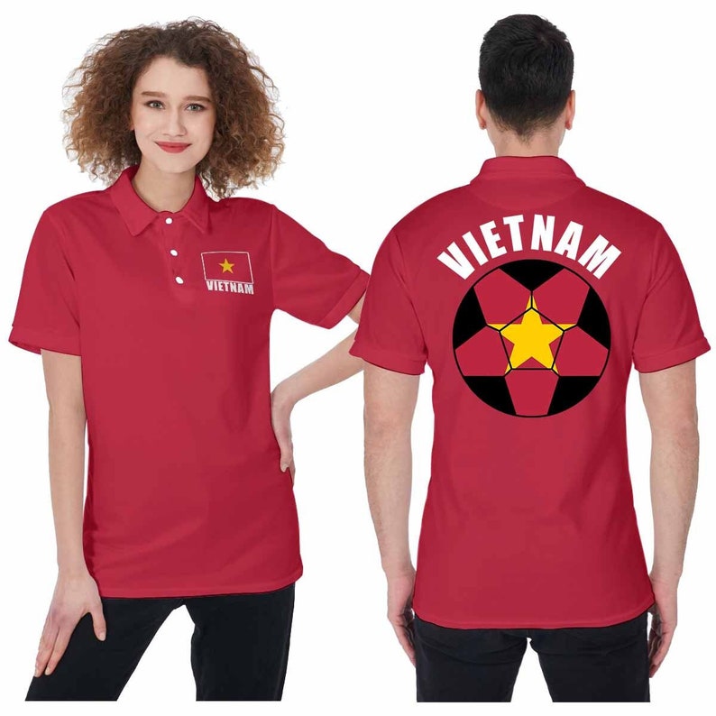 Vietnam Unisex Football Fan Polo Shirt Front and Front