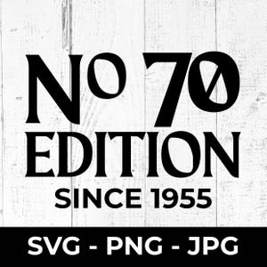 70ª edição SVG, arquivo de corte de aniversário de 70 anos, design para impressão em PNG, comemoração de marco