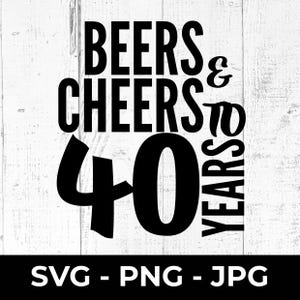 File di taglio SVG "Birmingham and Cheers 40", Buon 40° compleanno, Celebrazione dei quarant'anni, PNG stampabile, JPG, Cricut, Silhouette, Macchina da taglio