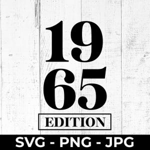 Wydanie SVG z 1965 r., plik do cięcia 60. urodzin, projekt do druku PNG JPG na obchody kamienia milowego, sześćdziesiąta rocznica, Cricut, sylwetka