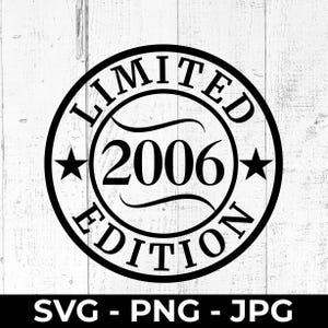 SVG de 19.º cumpleaños, PNG edición 2006, archivo de corte de 19 años, diseño de aniversario imprimible, Cricut, Silhouette, decoración para máquina de corte