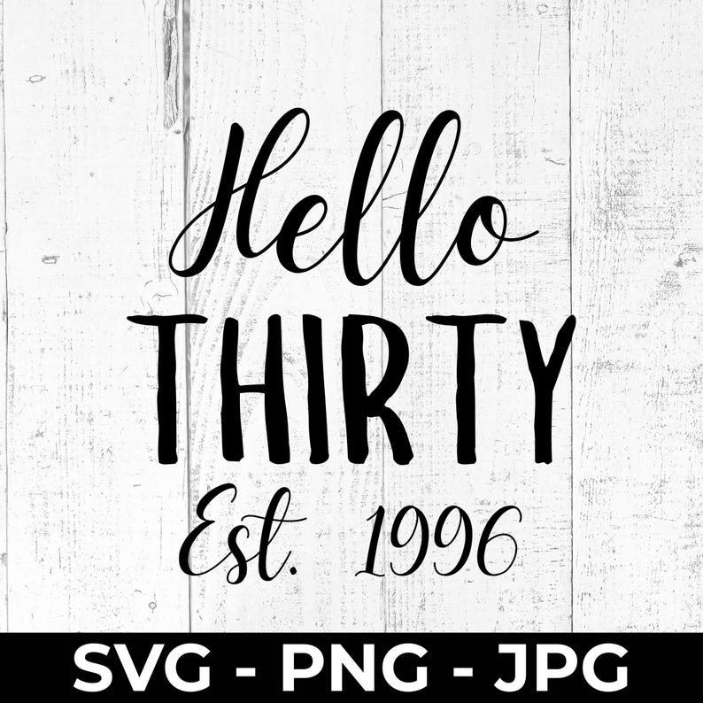 30th Birthday SVG, Hello Thirty 1996 Cut File, PNG JPG Printable - Etsy