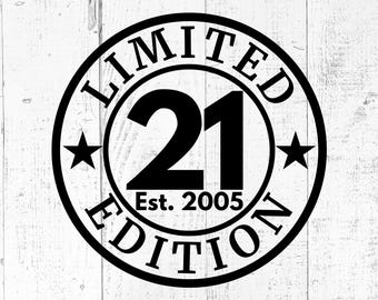 Limited 21 Edition 2005 SVG, 21st Birthday Cut File, Printable PNG JPG, Anniversary