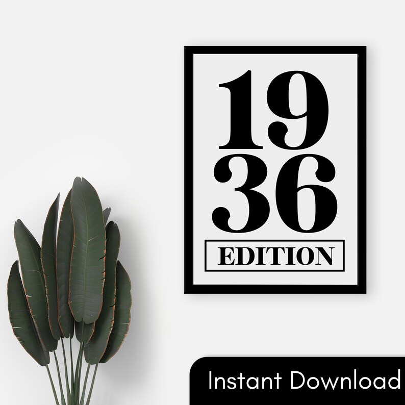 90th Birthday SVG, 1936 Edition Cut File, Anniversary PNG JPG Printable ...