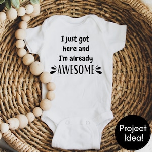 Zabawny noworodek SVG, dopiero co tu dotarłem i już jestem niesamowitym plikiem do cięcia, humorystyczny cytat PNG do druku, dekoracja ścienna, prezent na baby shower, Cricut