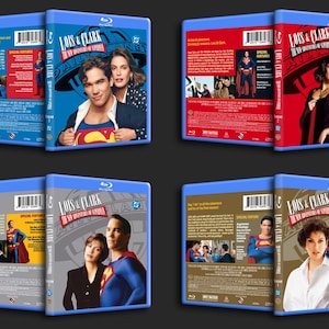 May include: Four Blu-ray cases for the TV series "Lois & Clark: The New Adventures of Superman." Each case features images of the show's stars and the Superman logo. The cases are blue with red and brown accents.
