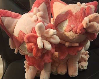 Made to Order - Hanahaki Cherry Blossom Grass kitten (custom sprigatito oc inspired plush) (Handmade) (Read desc)