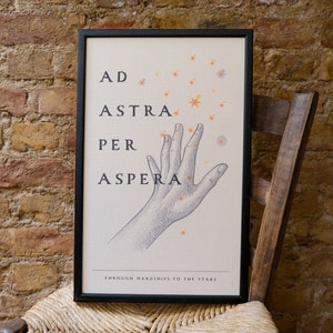 Ad Astra Per Aspera - Through Hardships To The Stars, Inspirational Quotes, Digital Download, Minimalist Wall Art, Printable Art