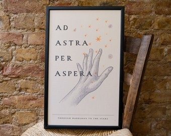 Ad Astra Per Aspera - Through Hardships To The Stars, Inspirational Quotes, Digital Download, Minimalist Wall Art, Printable Art
