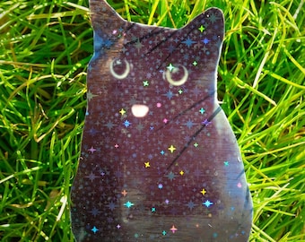 Holographic Sticker ~ Cat Sticker UV/WEATHERPROOF & WATERPROOF outdoor/indoor*Hand Cut*