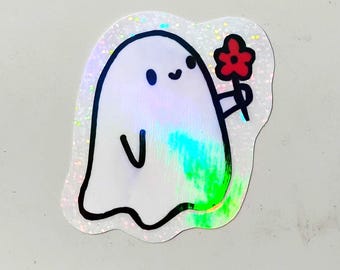 Holographic Sticker ~ Ghost Sticker UV/WEATHERPROOF & WATERPROOF outdoor/indoor*Hand Cut*
