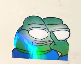 Holographic Sticker ~ Glasses Pepe UV/WEATHERPROOF & WATERPROOF outdoor/indoor*Hand Cut*