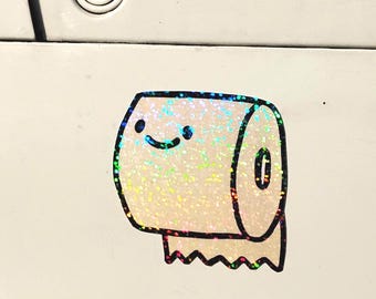 Holographic Sticker ~ Toilet Paper Sticker UV/WEATHERPROOF & WATERPROOF outdoor/indoor*Hand Cut*