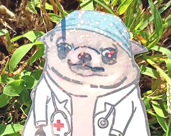 Doctor Chihuahua Sticker – Holographic Autumn Pup Doctor Decal*Hand Cut*