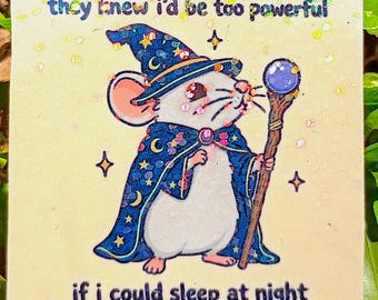 Wizard Mouse Sticker – Autumn Magical Sleepy Mouse Decal*Hand Cut*