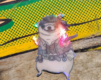 Holographic Sticker ~Pirate Chihuahua Sticker UV/WEATHERPROOF & WATERPROOF outdoor/indoor*Hand Cut*