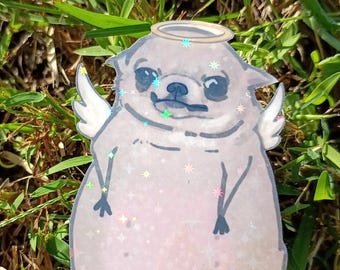 Holographic Angel Chihuahua Sticker – Autumn Dog Decal (Weatherproof Vinyl)*Hand Cut*