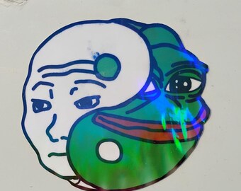 Holographic Sticker ~ Yin And Yang Sticker UV/WEATHERPROOF & WATERPROOF outdoor/indoor*Hand Cut*