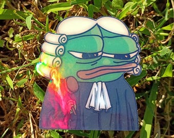 Holographic Frog Judge Sticker – Handcut Vinyl Decal for Laptops, Journals (UV Weatherproof)