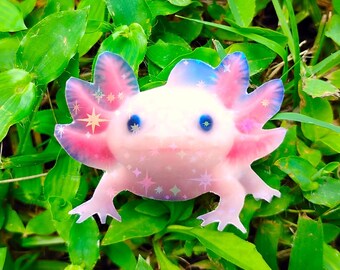 Holographic Sticker ~ Axolotl Sticker UV/WEATHERPROOF & WATERPROOF outdoor/indoor*Hand Cut*
