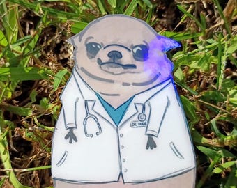 Doctor Chihuahua Sticker – Holographic Autumn Vet Dog Decal*Hand Cut*