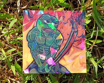 Ninja Frog Sticker – Holographic Heroic Amphibian Adventure Vinyl Decal*Hand Cut*