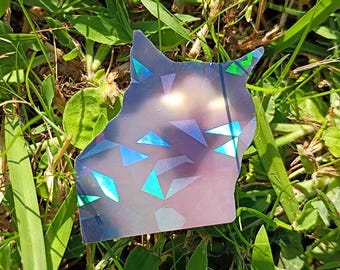 Handmade Geometric Halloween Cat Decal – Weatherproof Vinyl Sticker (UV Resistant)