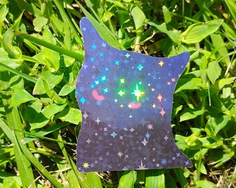 Holographic Sticker ~ Anrgy Cat Sticker UV/WEATHERPROOF & WATERPROOF outdoor/indoor*Hand Cut*