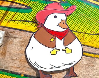 Shy Cowboy Duck Matte Sticker: Weatherproof Vinyl Decal for Indoor/Outdoor Use*Hand Cut*