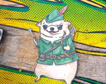 Robin Hood Chihuahua Matte Sticker: Weatherproof Vinyl Decal for Indoor/Outdoor Use*Hand Cut*