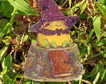 Wizard Frog Sticker – Holographic Autumn Magic Frog Decal*Hand Cut*