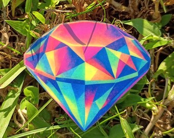 Gemstone Sticker – Holographic Autumn Rainbow Diamond Decal*Hand Cut*