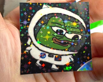 Space Walk Pepe Sticker~ UV/WEATHERPROOF & WATERPROOF outdoor/indoor*Hand Cut*