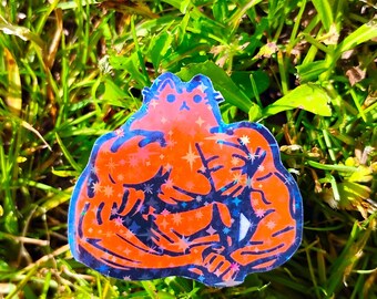 Buff Kitty Sparkle Sticker UV/WEATHERPROOF & WATERPROOF outdoor/indoor*Hand Cut*