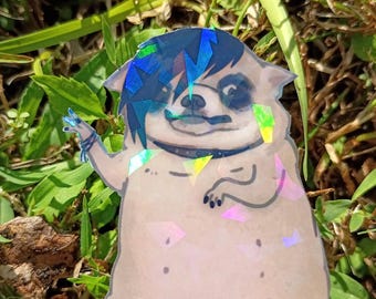 Emo Chihuahua Sticker – Holographic Autumn Mood Dog Vinyl Decal*Hand Cut*