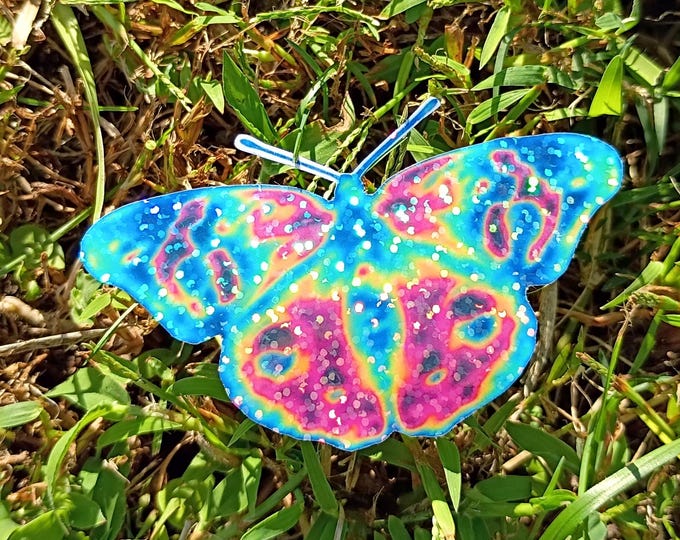 Featured listing image: Butterfly Sticker – Holographic Autumn Rainbow Wings Decal*Hand Cut*