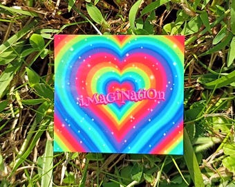 Holographic Rainbow Heart Sticker – Imagination Vinyl Decal (Hand Cut)