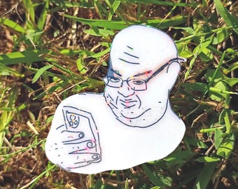 Bald Meme Sticker – Holographic Autumn Reaction Decal*Hand Cut*