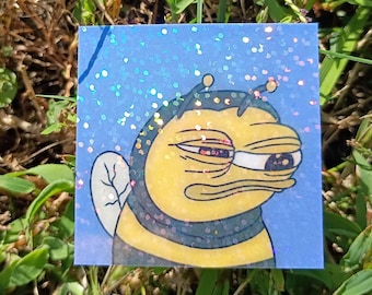 Bee Pepe Sticker – Holographic Autumn Meme Bug Decal*Hand Cut*