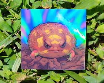 Holographic Sticker ~ Angry Frog Sticker UV/WEATHERPROOF & WATERPROOF outdoor/indoor*Hand Cut*