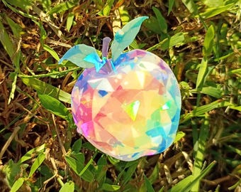 Crystal Apple Sticker – Holographic Autumn Sparkle Fruit Decal*Hand Cut*