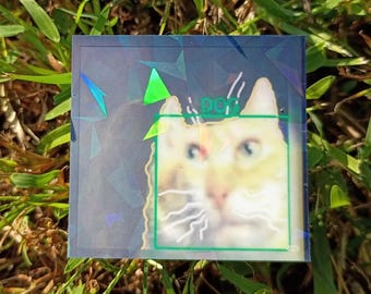 Holographic Cat Sticker – Weatherproof Vinyl Decal (Hand Cut)
