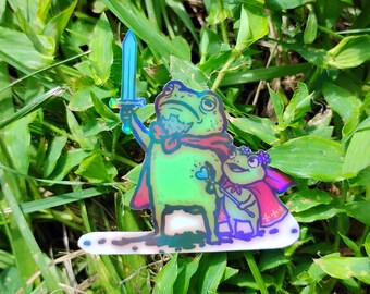 Holographic Sticker ~ Graddad Hero Frog Sticker UV/WEATHERPROOF & WATERPROOF outdoor/indoor*Hand Cut*
