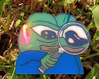 Detective Frog Sticker – Holographic Autumn Mystery Frog Decal*Hand Cut*