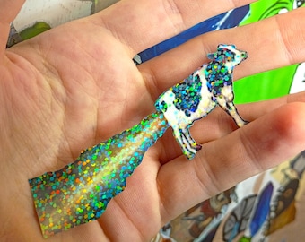 Cow Rocket Sticker~ UV/WEATHERPROOF & WATERPROOF outdoor/indoor