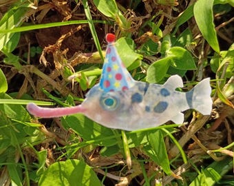 Party Fish Sticker – Holographic Autumn Festive Fish Decal*Hand Cut*