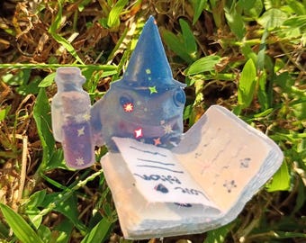 Holographic Witch Frog Sticker – Spell Book, Potion Bottle, Halloween Decal (Hand Cut)