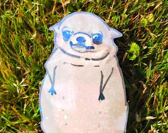 Sparkle Holographic Cartoon Chihuahua Sticker UV/WEATHERPROOF & WATERPROOF outdoor/indoor*Hand Cut*